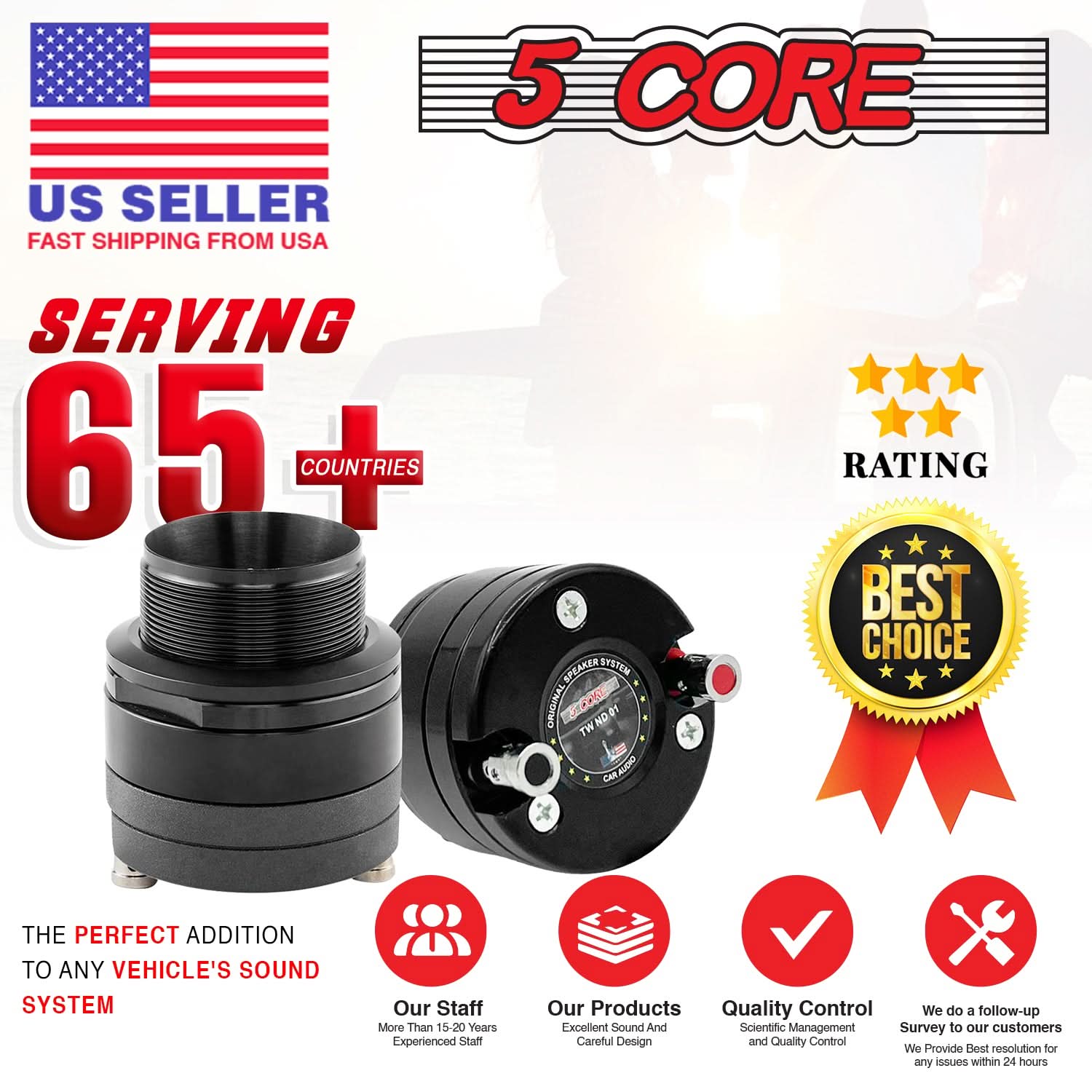 5 Core Super Tweeter 1" 200W Max 4Ohm Neodymium Magnet Titanium Bullet Speaker Horn-4