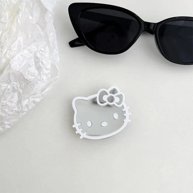 Nic's Electronics 1 Sanrio Hello Kitty Mirror Cell Phone Bracket Colored Lines Cartoon Kitty Telescopic Portable Phone Bracket with Back Attached