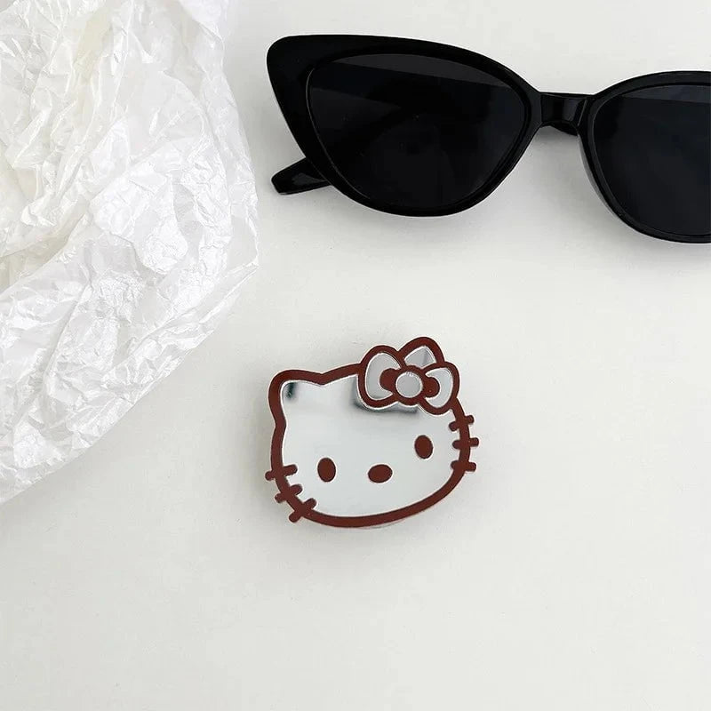 Nic's Electronics 10 Sanrio Hello Kitty Mirror Cell Phone Bracket Colored Lines Cartoon Kitty Telescopic Portable Phone Bracket with Back Attached