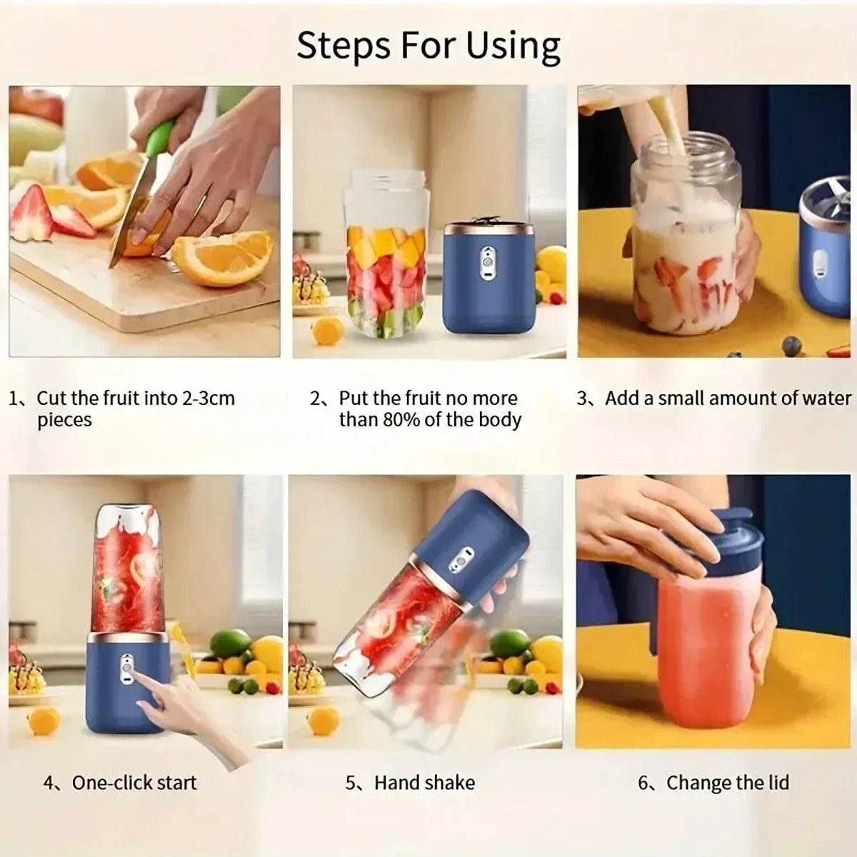 2-in-1 Portable Blender with 6 Blades & USB Charging - Nic's Electronics
