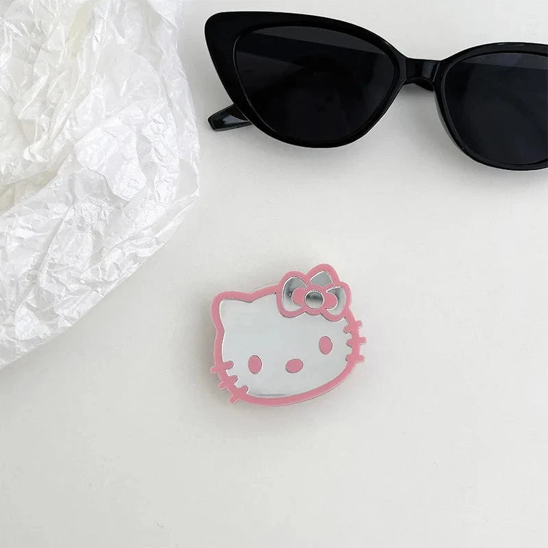 Nic's Electronics 2 Sanrio Hello Kitty Mirror Cell Phone Bracket Colored Lines Cartoon Kitty Telescopic Portable Phone Bracket with Back Attached