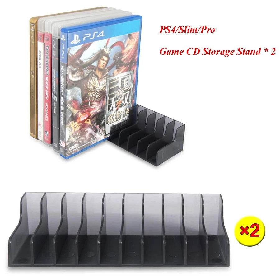 2pcs PS4 Game Disc Storage Stand – Black Hard Shell Holder for 10 Discs - Nic's Electronics