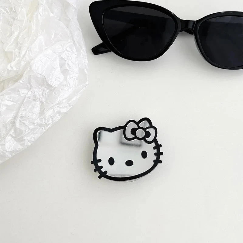 Nic's Electronics 3 Sanrio Hello Kitty Mirror Cell Phone Bracket Colored Lines Cartoon Kitty Telescopic Portable Phone Bracket with Back Attached