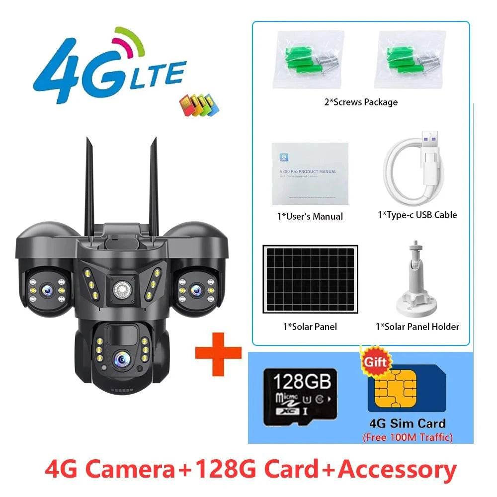 Solar 4G Outdoor Security Camera with 3 Lenses & 10X Zoom - Nic's Electronics