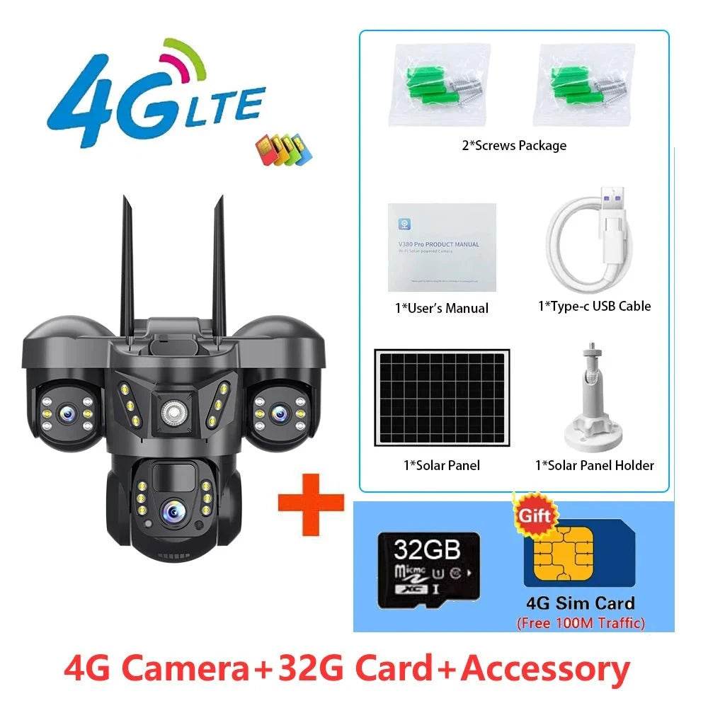 Solar 4G Outdoor Security Camera with 3 Lenses & 10X Zoom - Nic's Electronics