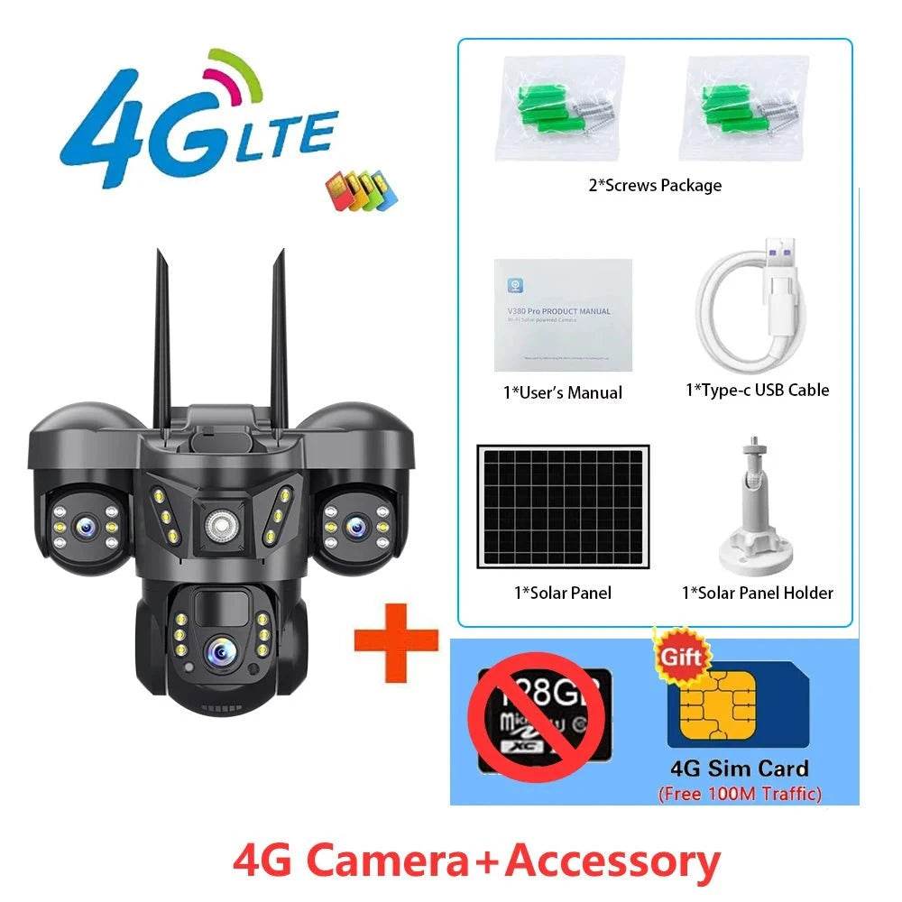 Solar 4G Outdoor Security Camera with 3 Lenses & 10X Zoom - Nic's Electronics