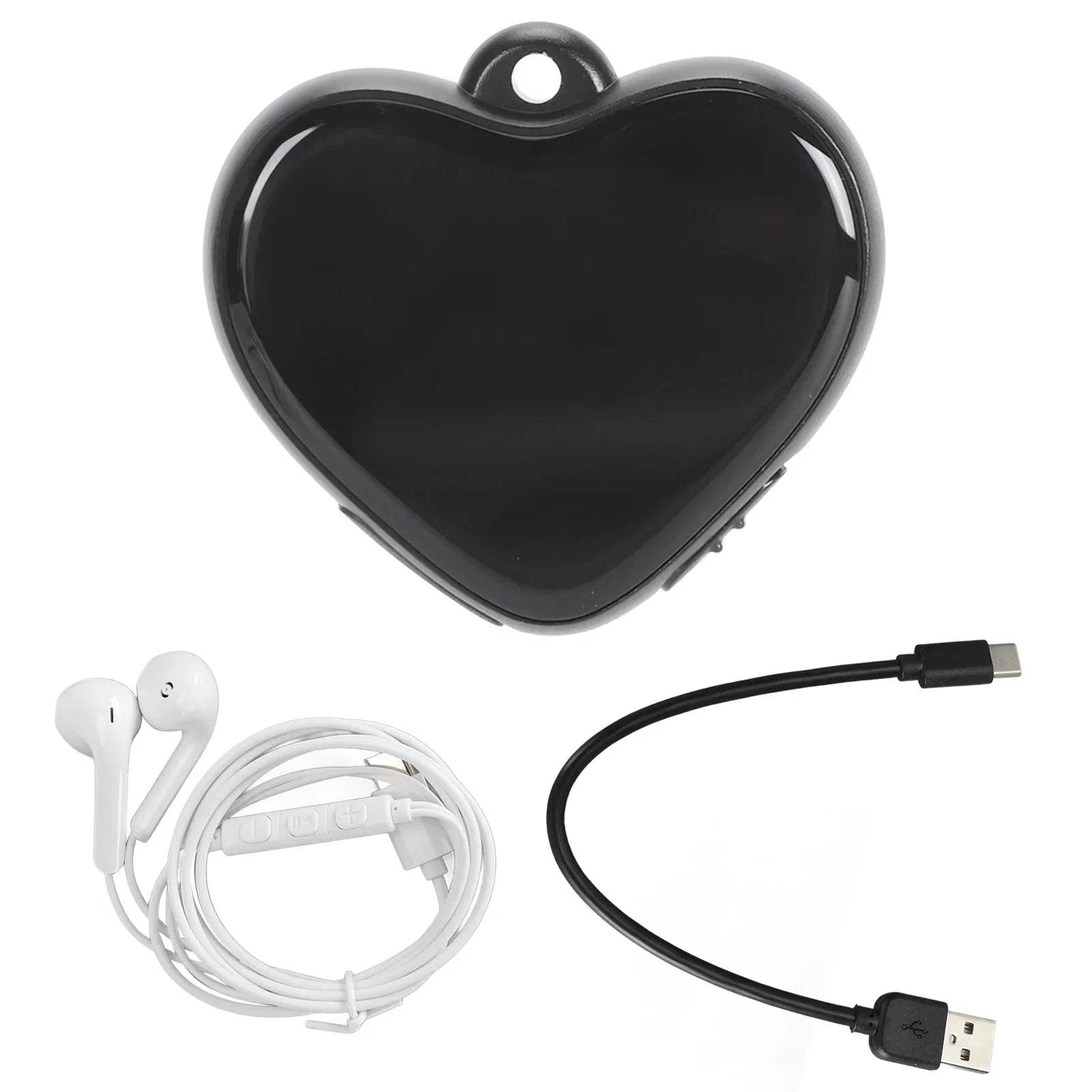 Heart Pendant Voice Recorder with Noise Reduction & Headphones - Nic's Electronics
