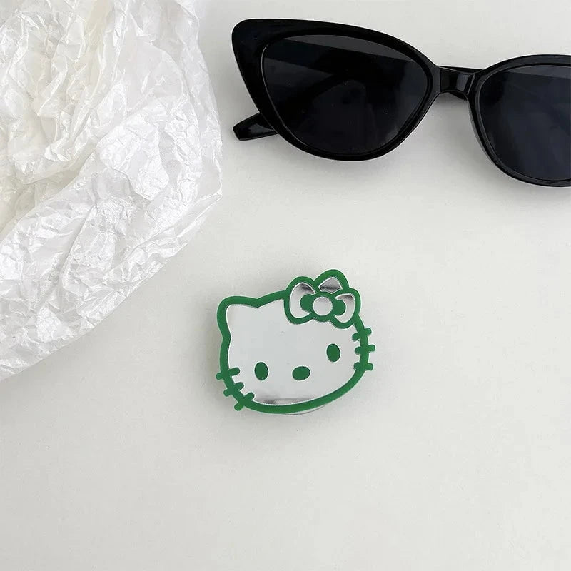 Nic's Electronics 8 Sanrio Hello Kitty Mirror Cell Phone Bracket Colored Lines Cartoon Kitty Telescopic Portable Phone Bracket with Back Attached