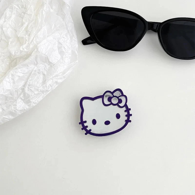 Nic's Electronics 9 Sanrio Hello Kitty Mirror Cell Phone Bracket Colored Lines Cartoon Kitty Telescopic Portable Phone Bracket with Back Attached