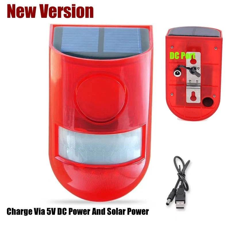 Solar Motion Sensor Alarm with 110db Siren & Strobe Light - Nic's Electronics