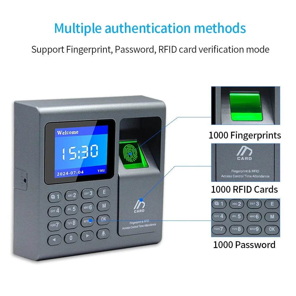 Biometric Time Attendance Machine with Fingerprint & RFID - Nic's Electronics