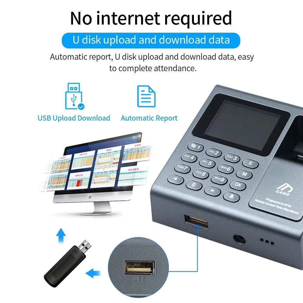 Biometric Time Attendance Machine with Fingerprint & RFID - Nic's Electronics