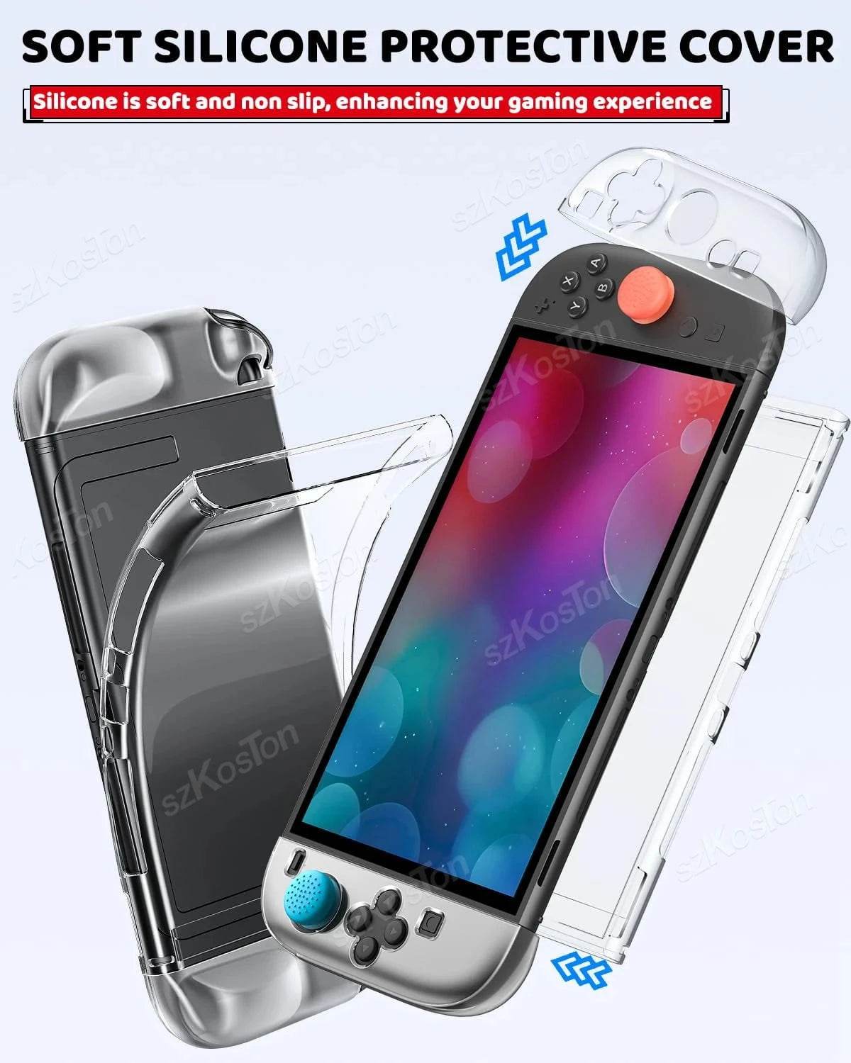 Switch 2 Accessories Bundle – Case, Cover, Screen Protector, Thumb Grips & Dust Plugs - Nic's Electronics