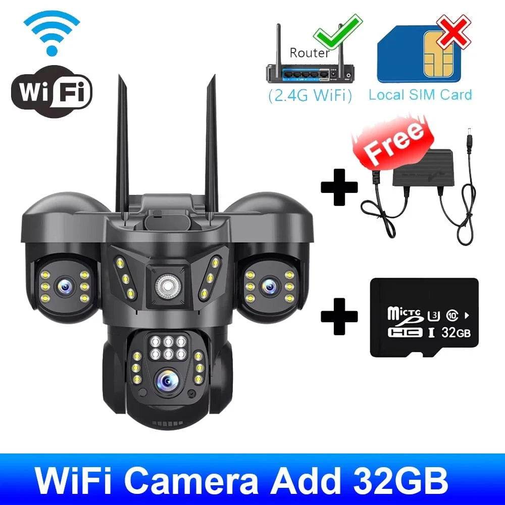 Outdoor PTZ WiFi Security Camera with 3 Lenses & 2-Way Audio - Nic's Electronics