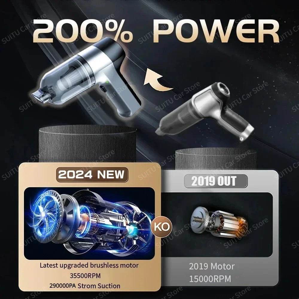 4-in-1 Wireless Car Vacuum Cleaner with Duster & Pump - Nic's Electronics