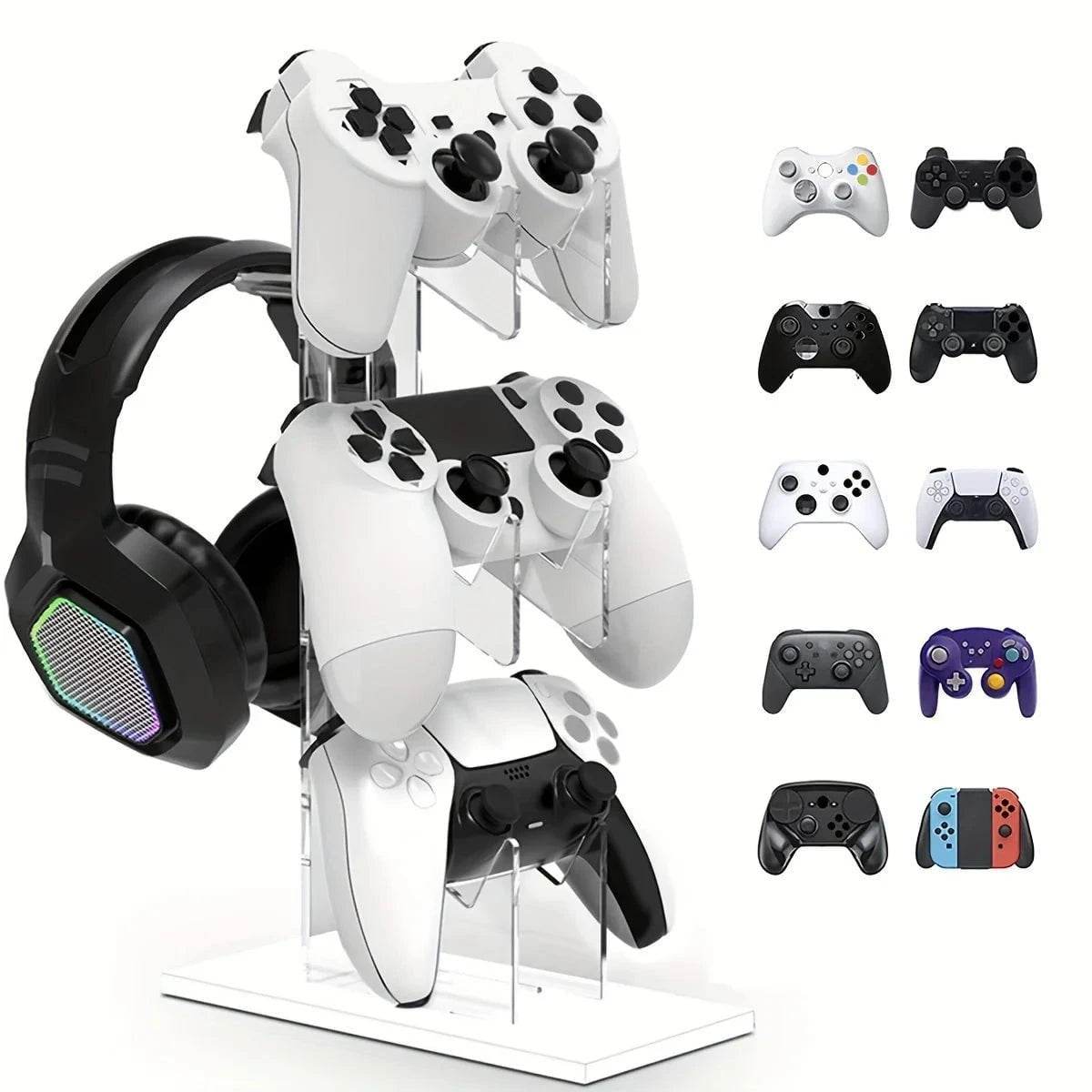 Universal 3-Layer Controller & Headphone Holder for PS5/PS4 – Black, White, Transparent - Nic's Electronics