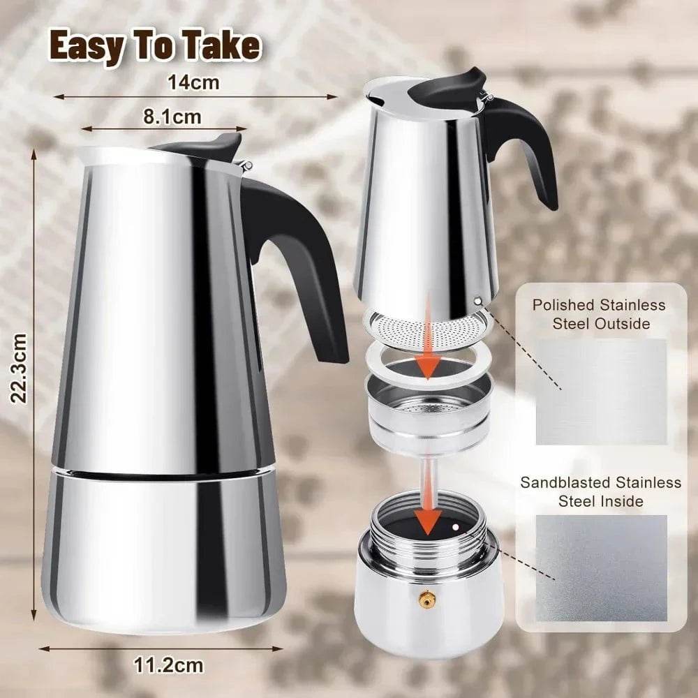 Stainless Steel Moka Pot for Induction Cooktops - Nic's Electronics