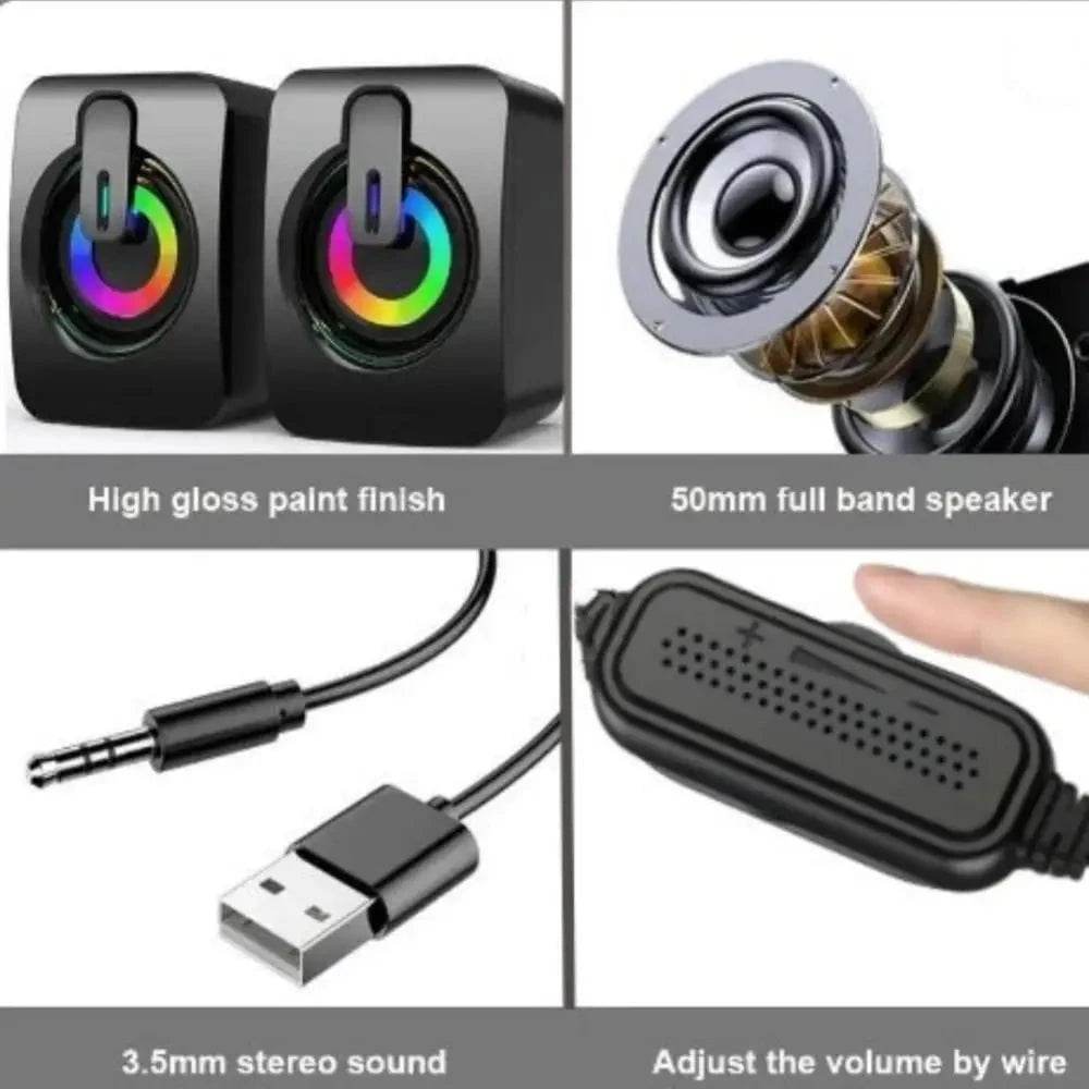 3D Surround USB Wired Computer Speakers with LED & Clear Sound Quality - Nic's Electronics