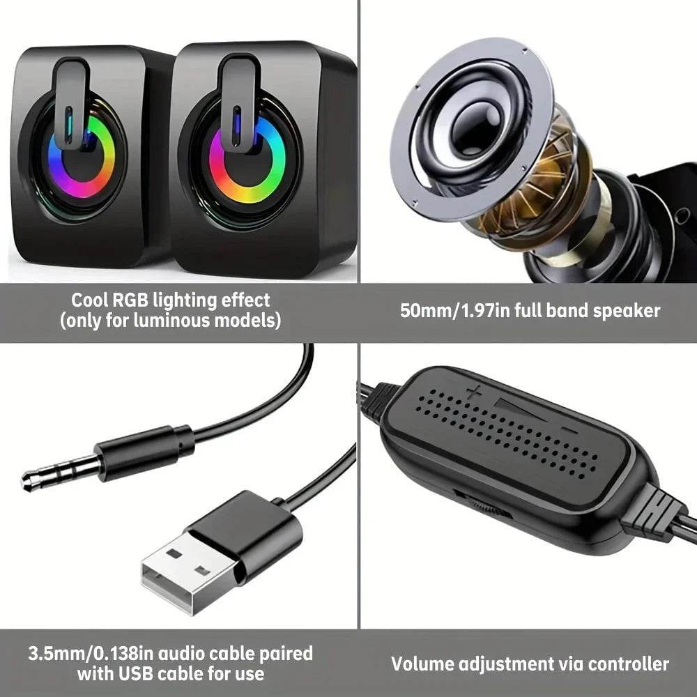 USB Wired HIFI Computer Speakers with LED Mic for Desktop PC - Nic's Electronics