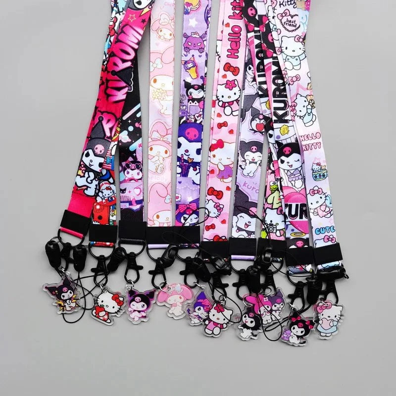 Nic's Electronics Cute Sanrio Characters Cosplay Accessories Cartoon Neck Strap Lanyard with Phone Strap and Card Holder