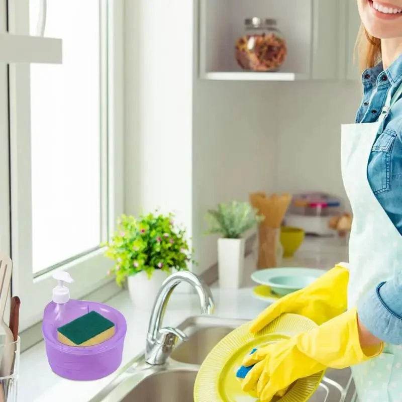 2-in-1 Dish Soap Dispenser with Sponge Holder - Nic's Electronics