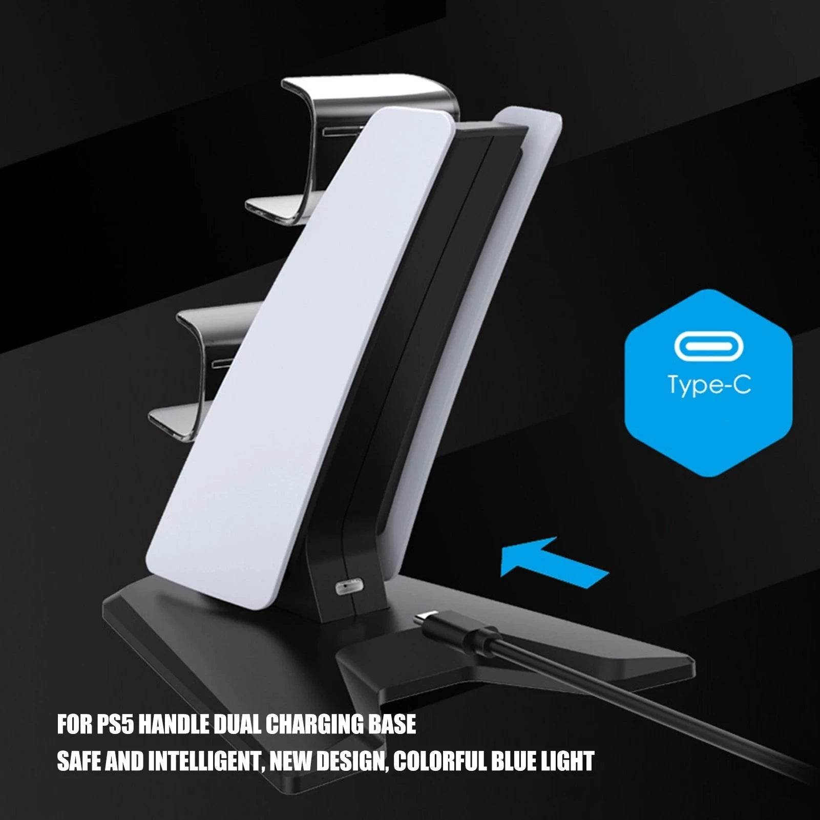 PS5 Dual Controller Charging Station with LED Lights - Nic's Electronics