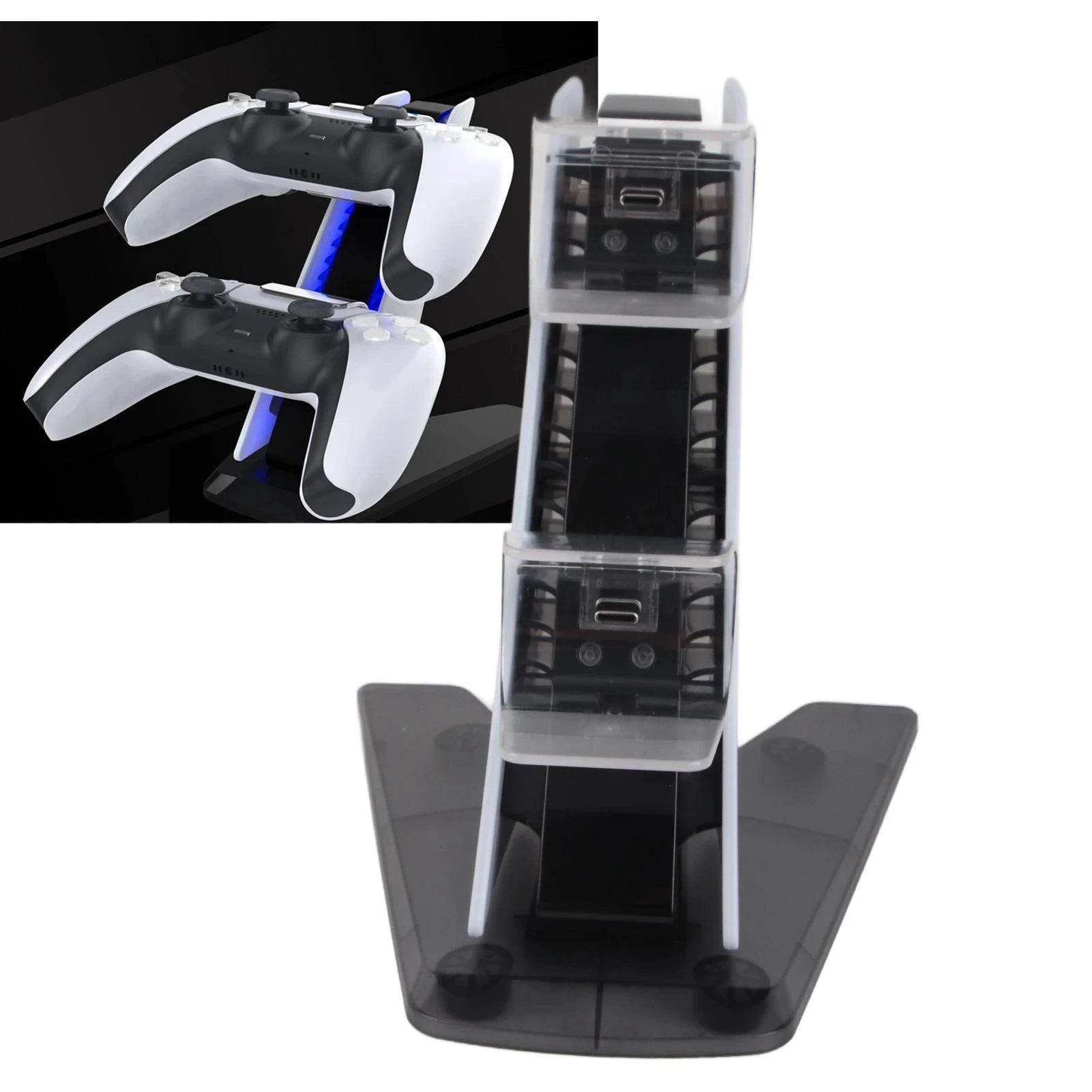 PS5 Dual Controller Charging Station with LED Lights - Nic's Electronics