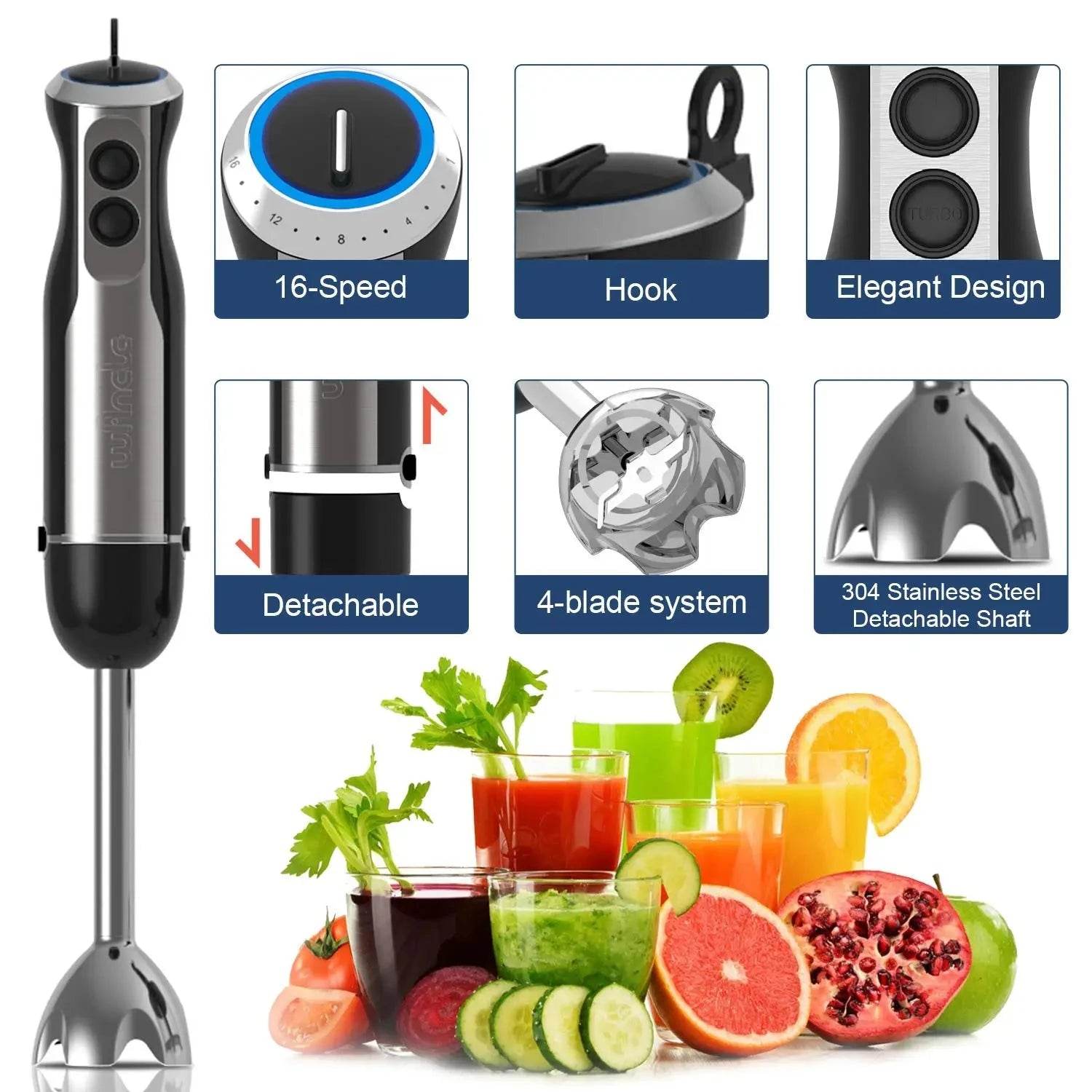 Wancle 1000W 4-in-1 Immersion Hand Blender - Nic's Electronics