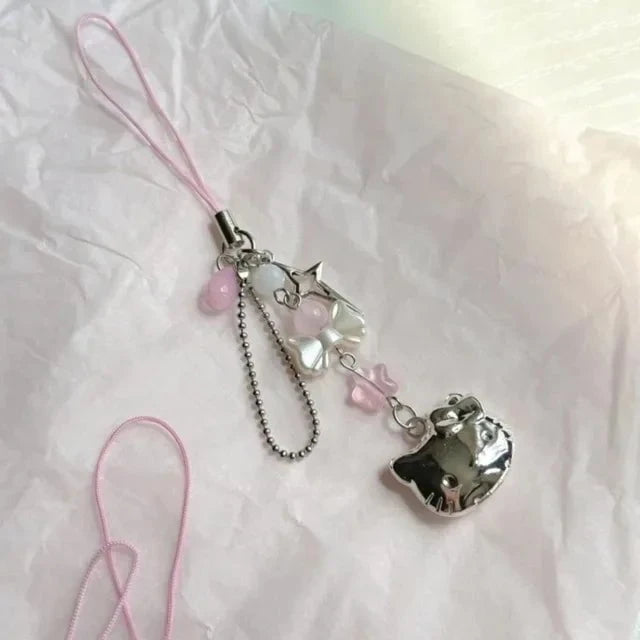 Nic's Electronics hello Kitty Hello Kitty Cell Phone Rope Chain Sanrio Anime Pendant Handmade Beads Strand Choker Bracelets Dangle DIY Jewelry Accessories Toy