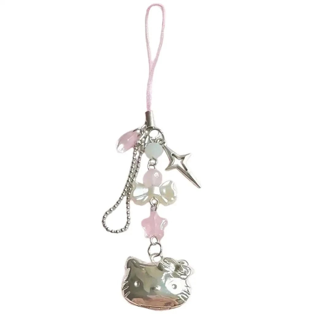 Nic's Electronics hello Kitty Hello Kitty Cell Phone Rope Chain Sanrio Anime Pendant Handmade Beads Strand Choker Bracelets Dangle DIY Jewelry Accessories Toy