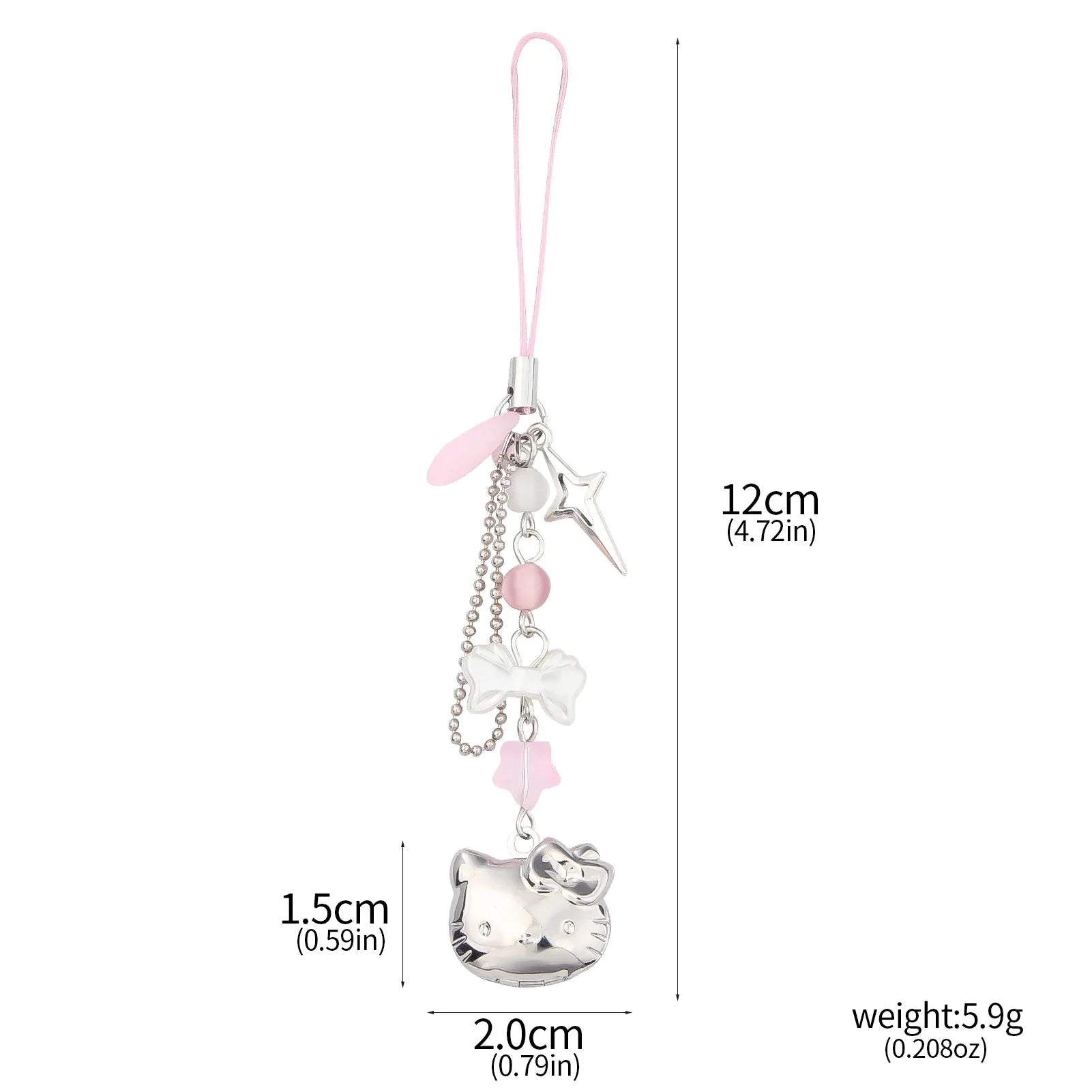Nic's Electronics Hello Kitty Hello Kitty Cell Phone Rope Chain Sanrio Anime Pendant Handmade Beads Strand Choker Bracelets Dangle DIY Jewelry Accessories Toy