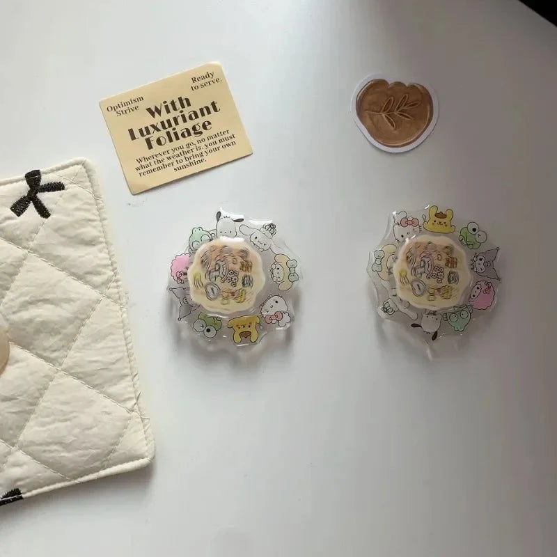 Nic's Electronics Hello Kitty Sanrio Hello Kitty Folding Cell Phone Stand Turn Cartoon Retractable Holder Anime Desktop Model Phone Grip Phone Accessories