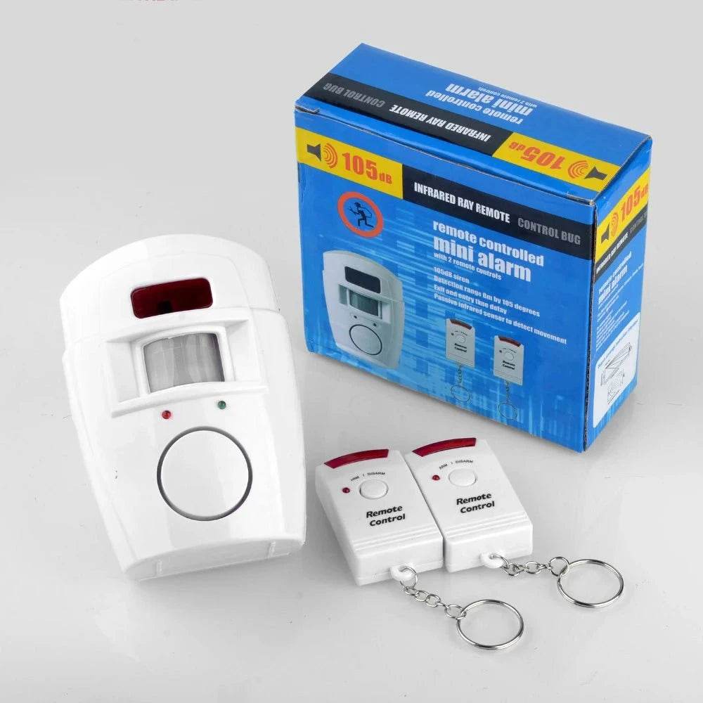 PIR Motion Sensor Alarm with 105dB Siren & 2 Remotes - Nic's Electronics