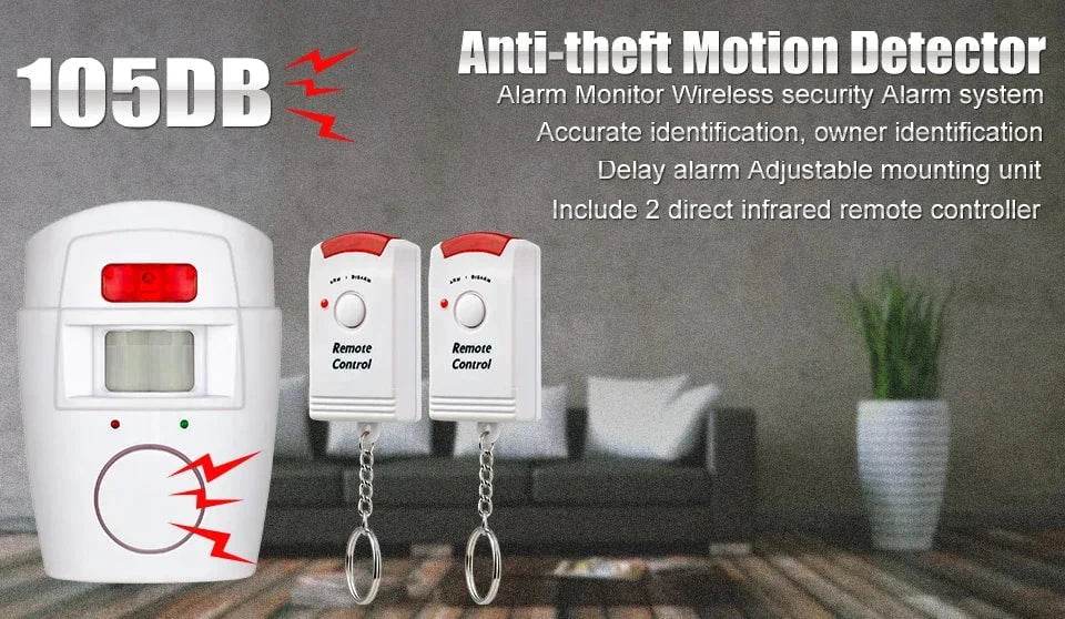 Wireless PIR Motion Sensor Alarm with 105dB Siren - Nic's Electronics