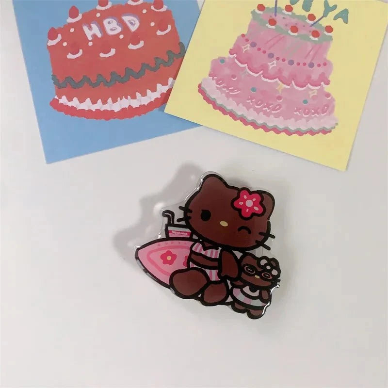 Nic's Electronics HP02 Sanrio Mobile Phone Bracket Cute Hello Kitty Kuromi Melody Telescopic Folding Paste Finger Buckle Iphone Accessories Gift