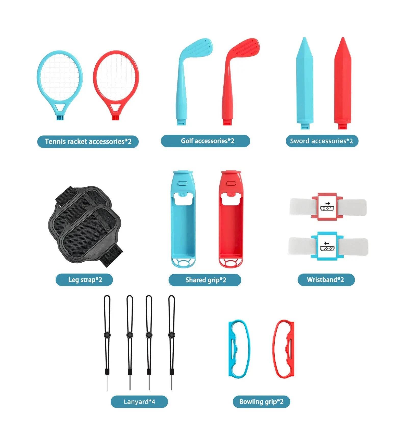18-in-1 Sports Accessories Kit for Switch – Tennis Rackets & Game Bundle - Nic's Electronics