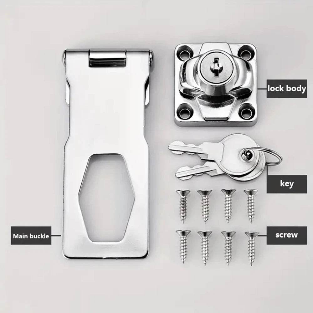 Heavy-Duty Locking Hasp with Padlock & Keys - Nic's Electronics