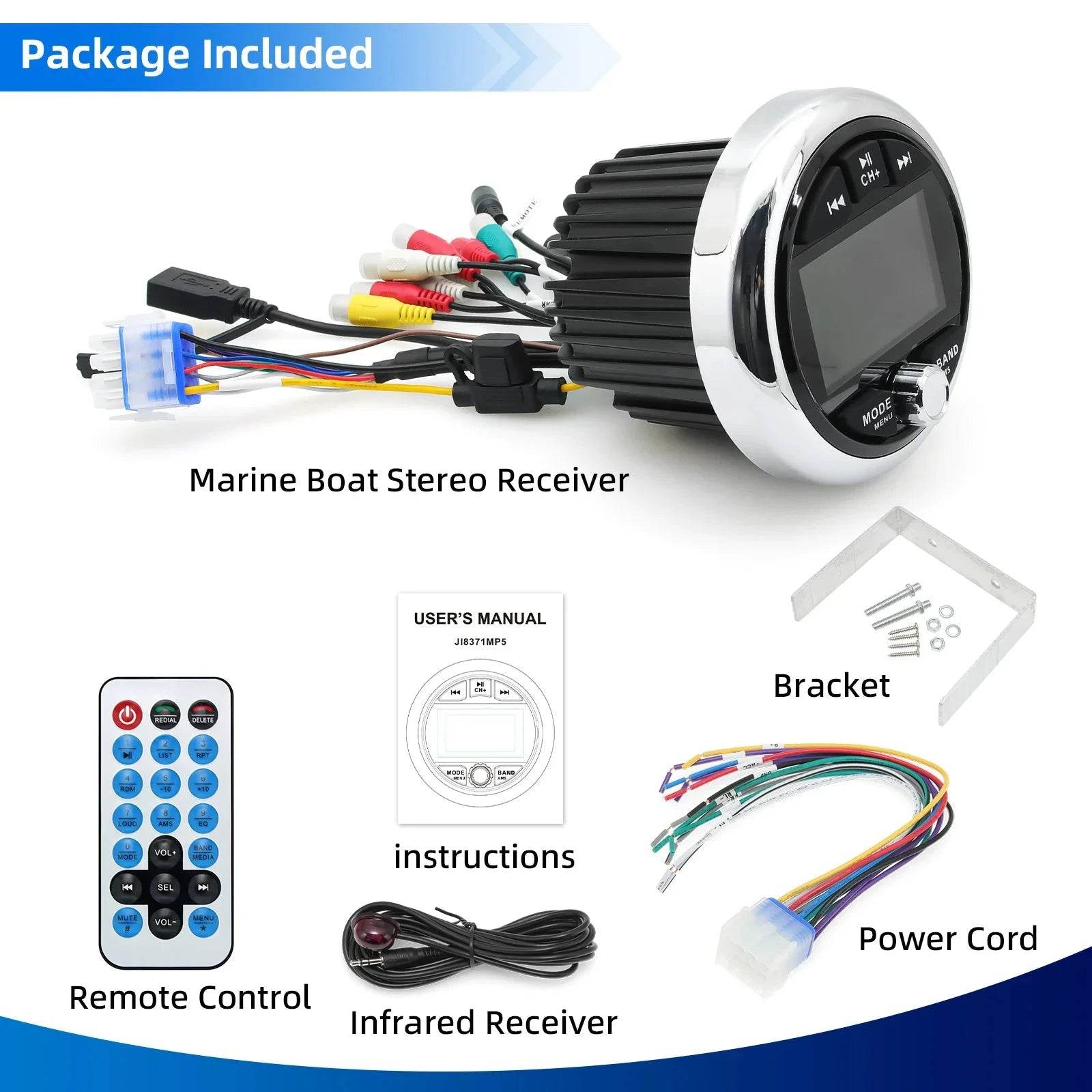 Marine Bluetooth MP5 Stereo – FM/AM Radio with USB & AUX for Boat/ATV/UTV - Nic's Electronics