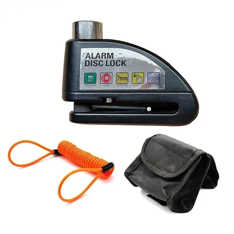Motorcycle Alarm Disc Brake Lock with Bag & Reminder Rope - Nic's Electronics