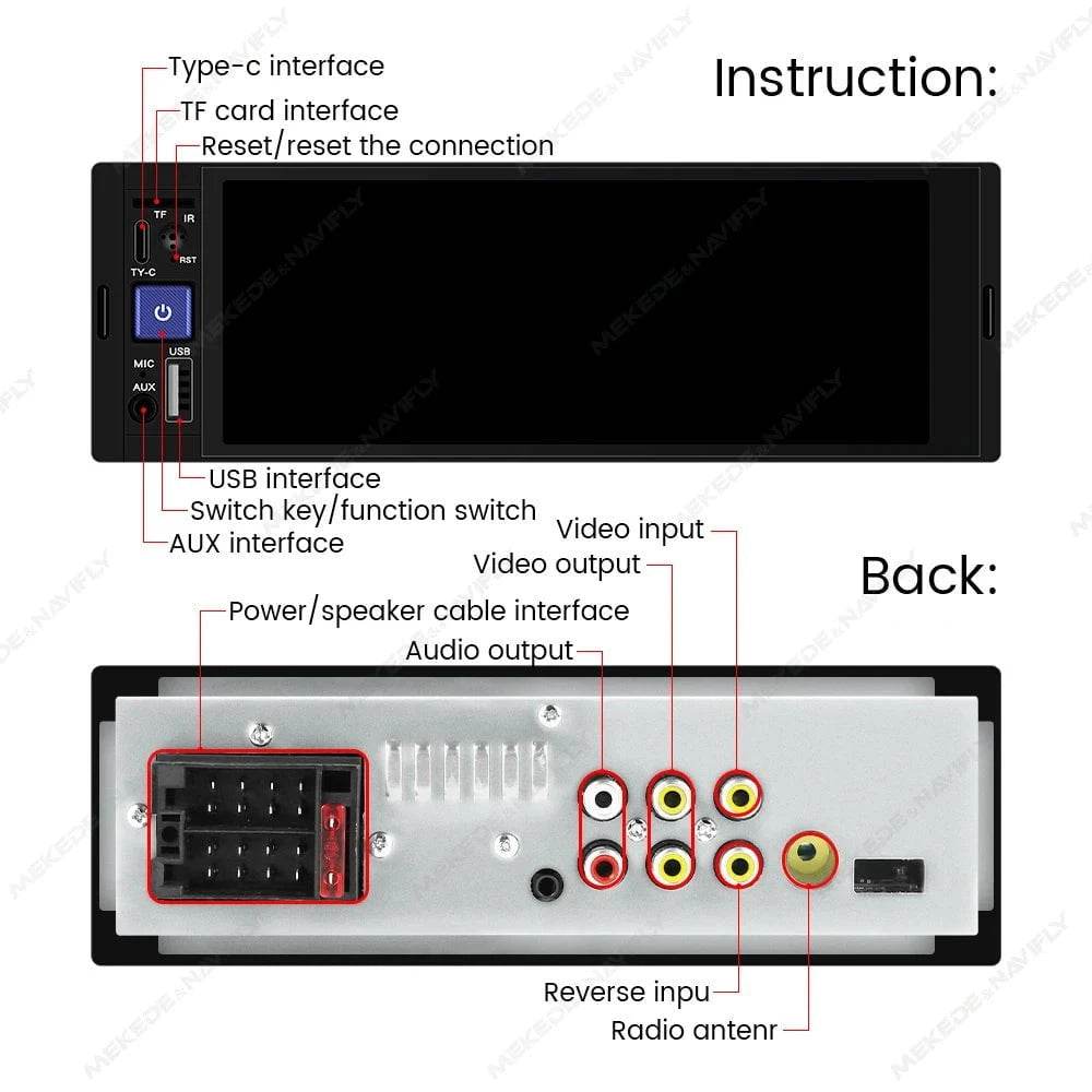NaviFly 6.86 1DIN MP5 Car Stereo – Wireless CarPlay, Android Auto & BT - Nic's Electronics