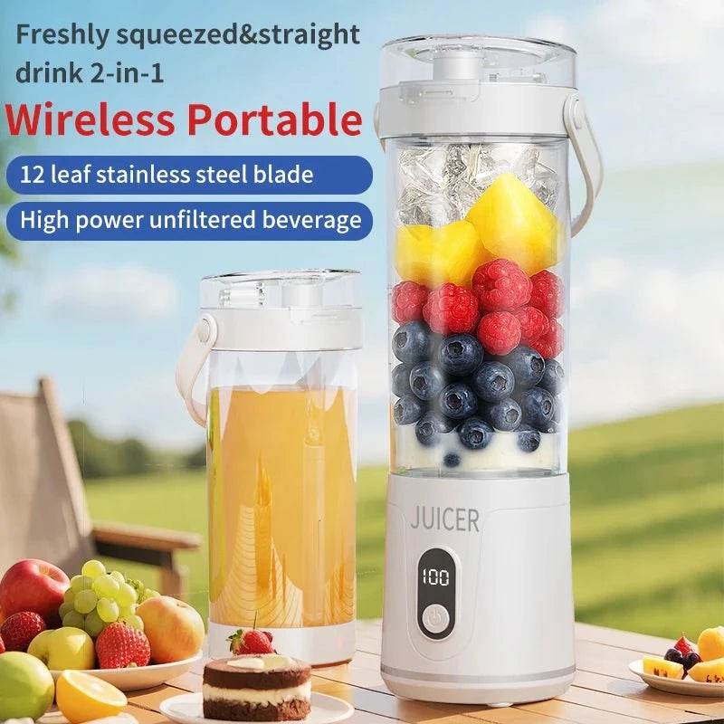 600ml Portable Blender with 12 Blades & USB Rechargeable - Nic's Electronics