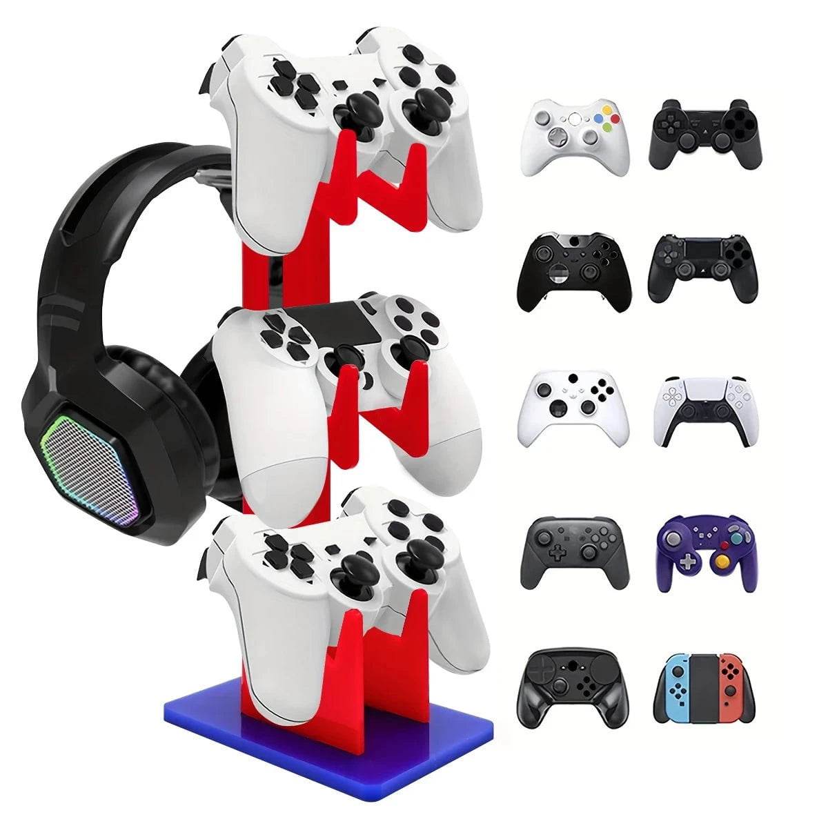 Universal 3-Layer Controller & Headphone Holder for PS5/PS4 – Black, White, Transparent - Nic's Electronics