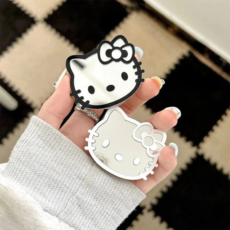 Nic's Electronics Sanrio Hello Kitty Mirror Cell Phone Bracket Colored Lines Cartoon Kitty Telescopic Portable Phone Bracket with Back Attached