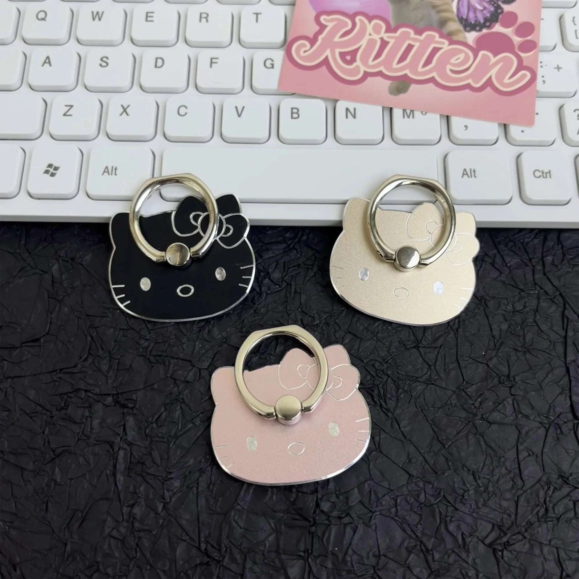 Nic's Electronics Sanrio Hello Kitty Mobile Phone Holder Stand Finger Ring Magnetic For Cute Cell Smart Rotatable Phone holder Mobile Accessories