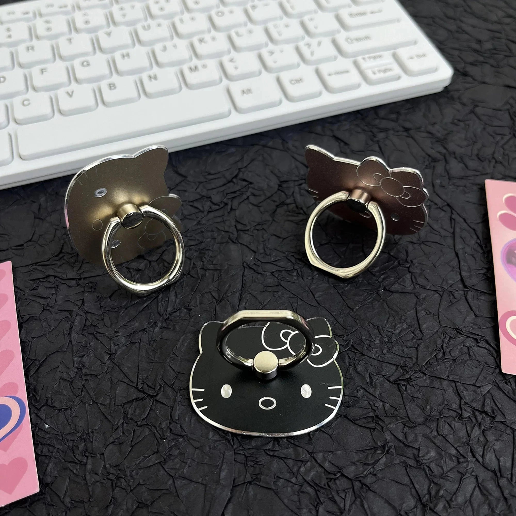 Nic's Electronics Sanrio Hello Kitty Mobile Phone Holder Stand Finger Ring Magnetic For Cute Cell Smart Rotatable Phone holder Mobile Accessories