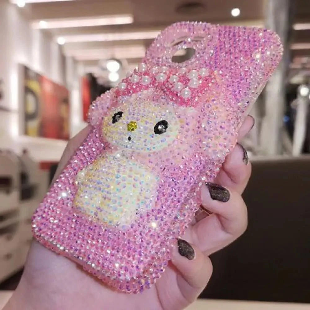 Nic's Electronics Sanrio Iphone Rhinestones Mobile Phone Case My Melody Kawaii for Iphone15 14 13Pro Max Anime Girly Heart Upscale Girlfriend Gift