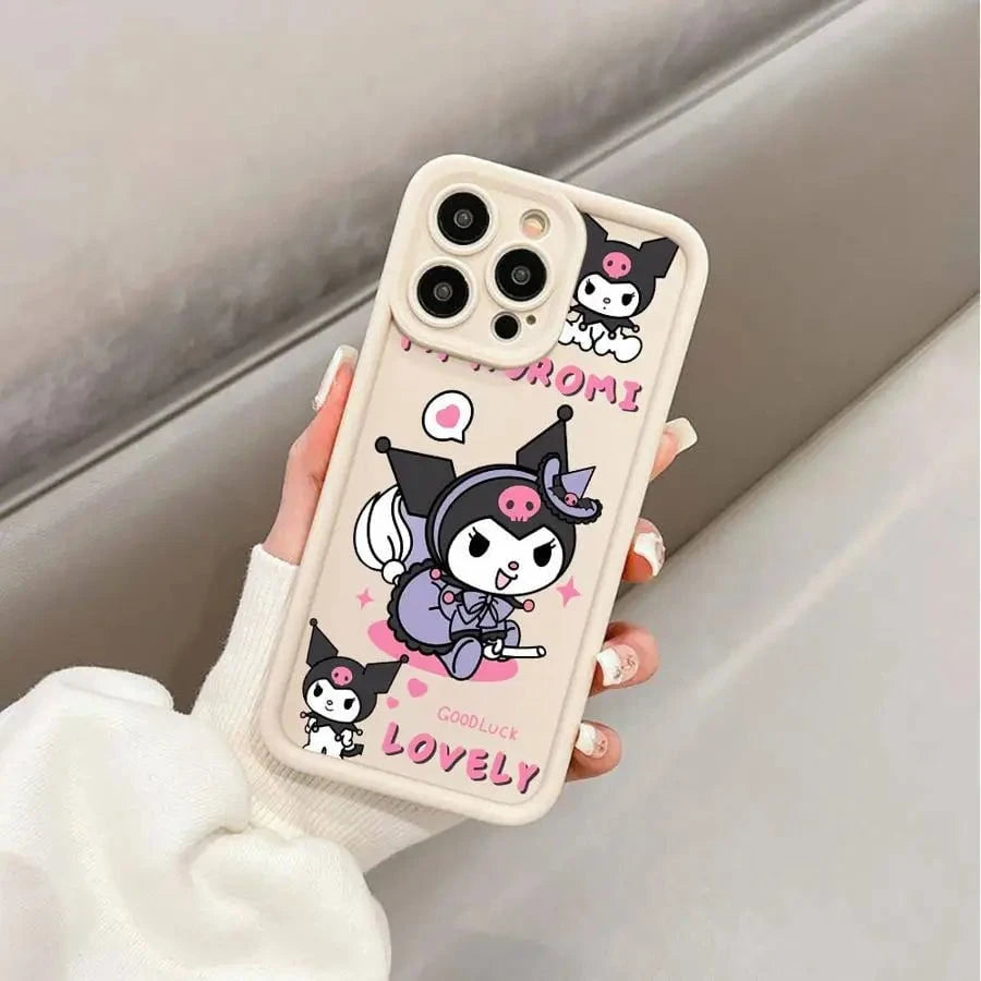 Nic's Electronics Sanrio Kuromi Cute Phone Case for iPhone 16 15 Pro Max 13 12 11 Pro 14ProMax 16Plus 12Pro Soft Cover