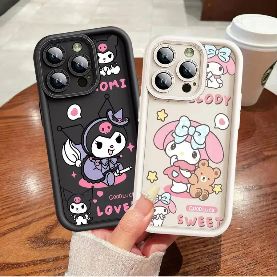 Nic's Electronics Sanrio Kuromi Cute Phone Case for iPhone 16 15 Pro Max 13 12 11 Pro 14ProMax 16Plus 12Pro Soft Cover