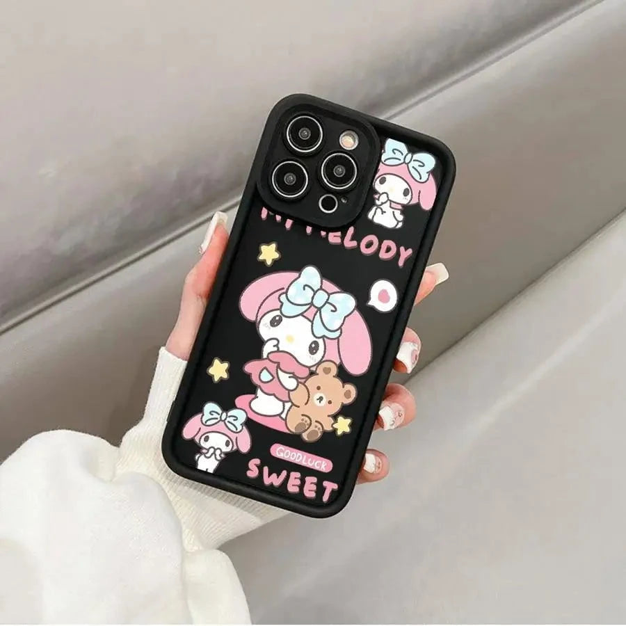 Nic's Electronics Sanrio Kuromi Cute Phone Case for iPhone 16 15 Pro Max 13 12 11 Pro 14ProMax 16Plus 12Pro Soft Cover
