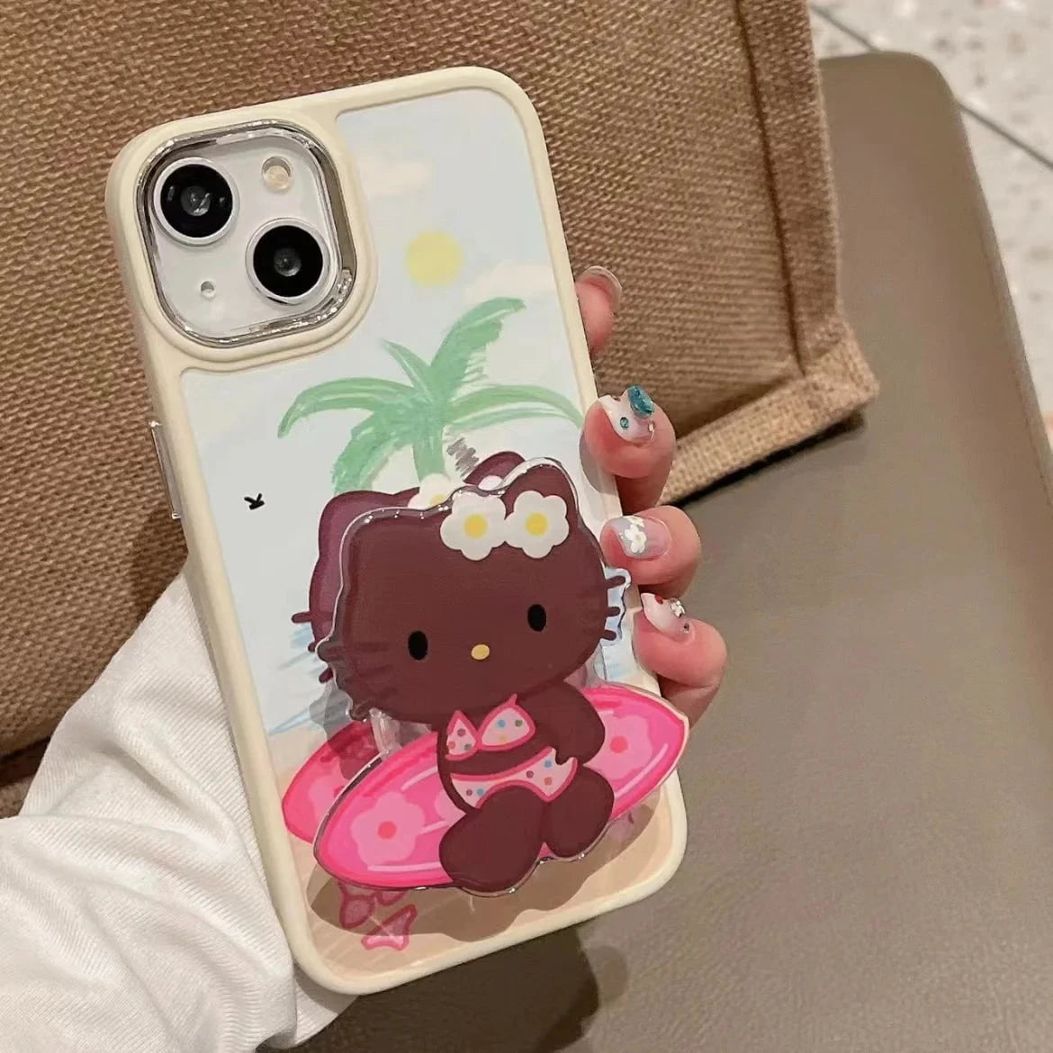 Nic's Electronics Sanrio Mobile Phone Bracket Cute Hello Kitty Kuromi Melody Telescopic Folding Paste Finger Buckle Iphone Accessories Gift